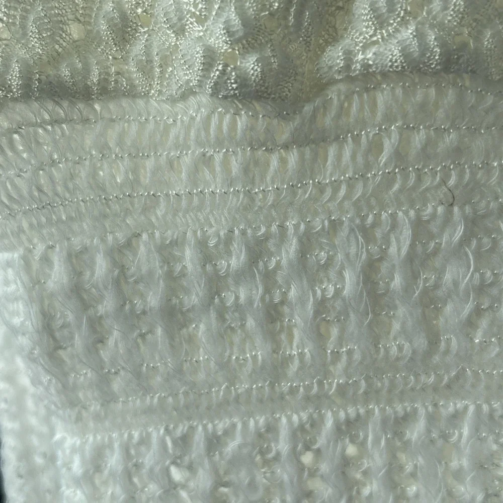 Vintage White Baby Blanket Lace Knit Christening Shower Gift Delicate Baptism 80
